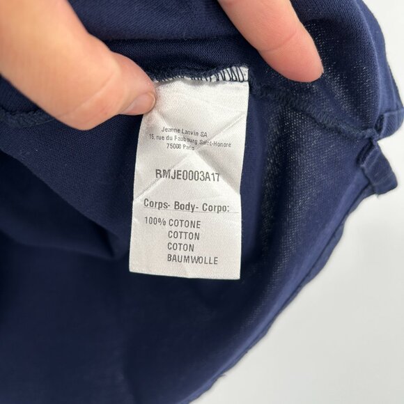 LANVIN Men's Navy Blue 100% Cotton Short Sleeve Casual Polo Shirt Size Large - Picture 7 of 7
